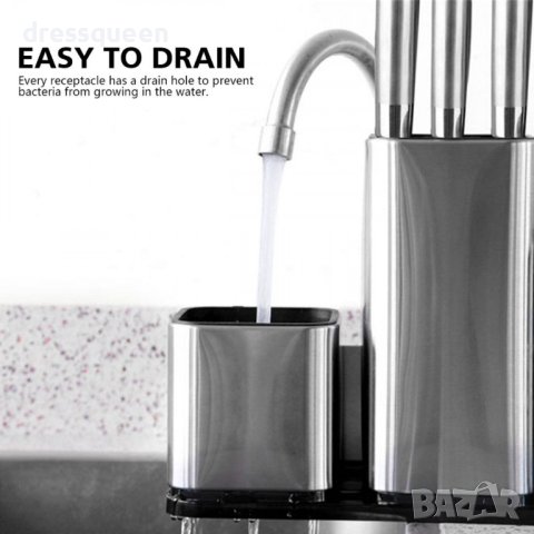 2817 Практична поставка за кухненски прибори, с отделение специално за ножове, снимка 5 - Аксесоари за кухня - 44015646