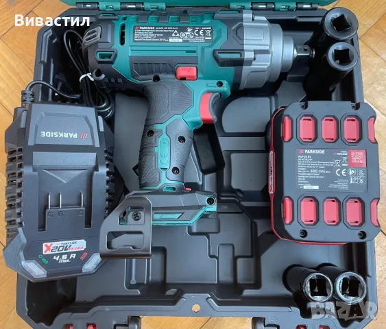 Акумулаторен ударен гайковерт PARKSIDE 20V с батерия 4Ан и зарядно 4,5Ан,може и с други батерии и за, снимка 3 - Винтоверти - 49577544
