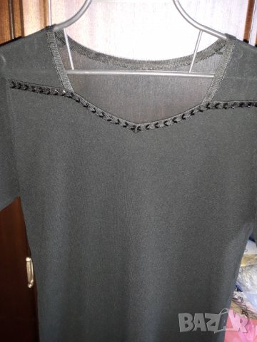 Дамска блузка черна полупрозрачна с къс ръкав, снимка 1 - Тениски - 29007788
