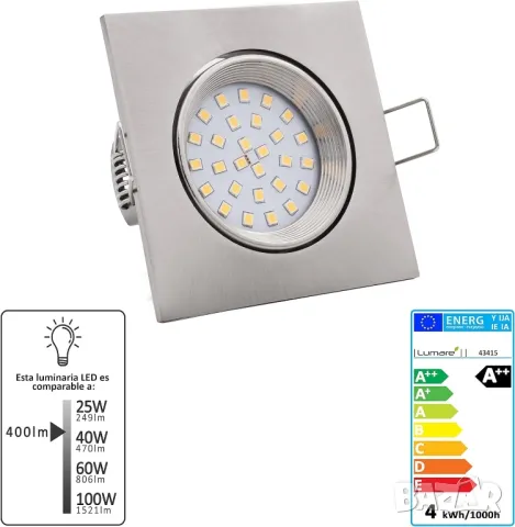 Промо! LED лунички + тяло за вграждане, драскана стомана, 220V, 4W, 2700K , снимка 7 - Лед осветление - 50084128
