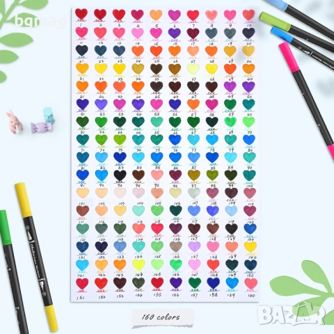 Ohuhu Maui Series маркери с два писеца тип четка и тънък писец, Ohuhu 160 цвята, снимка 4 - Ученически пособия, канцеларски материали - 52183610