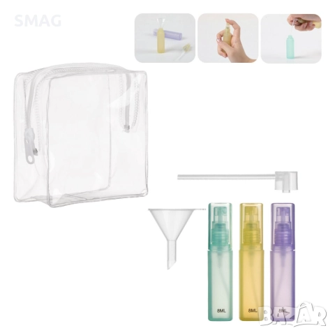 Комплект цветни спрей бутилки за пътуване с инструменти – 24 мл, 5 бр._1246194