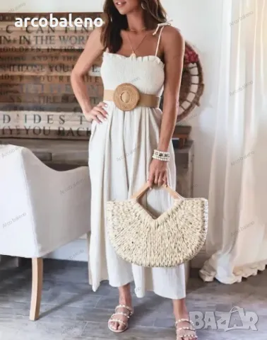 Едноцветен дамски гащеризон без ръкави с висока талия, 4цвята , снимка 4 - Гащеризони - 49736382