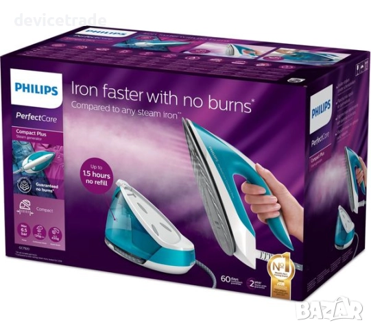 Парогенератор Philips PerfectCare Compact Plus GC7920/20, 2400W, 6,5 бара, снимка 3 - Ютии - 51928684