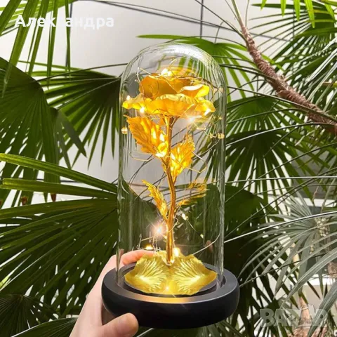 Вечна роза в стъкленица с LED светлина / Батериите НЕ са включени в комплекта ПРОМОЦИЯ - СУПЕР ЦЕНА 