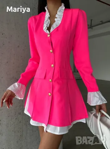 Рокля - сако. Цикламена. Зелена. Бяла. С и Л 