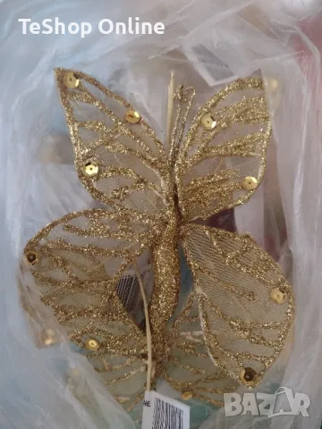 Пеперуда за декорация в златно и гроздове, снимка 5 - Декорация за дома - 47438324