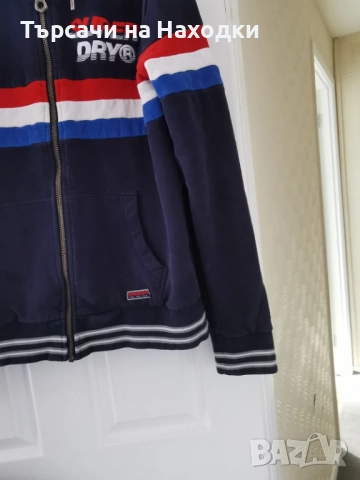 Мъжки суичър Superdry Тъмно синьо Navy Hooded Zip Up Jacket Size XL , снимка 7 - Суичъри - 52188623