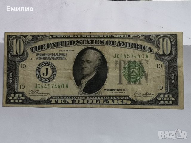 USA $ 10 DOLLARS 1928 B scarce bill, снимка 3 - Нумизматика и бонистика - 27440848