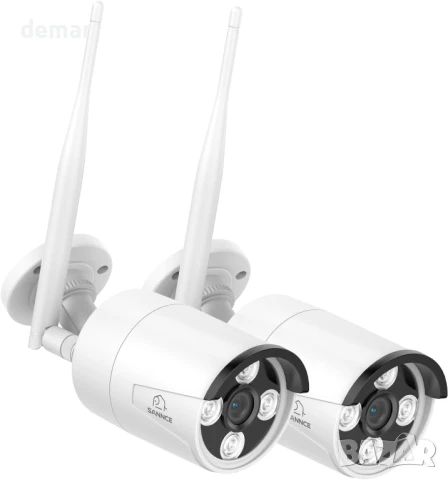 SANNCE 4K Безжични CCTV камери 2 броя за N98WHG 4K NVR, IP66