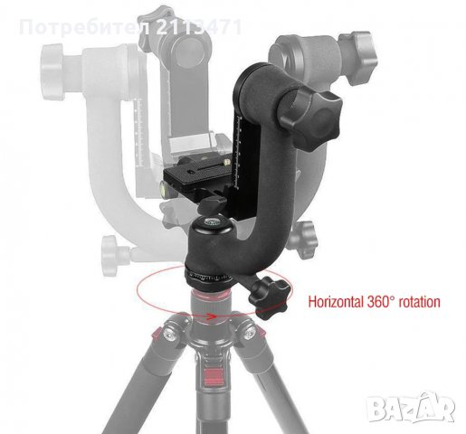 360-градусова панорамна глава за статив  с плоча за бързо освобождаване за телеобектив и DSLR камера, снимка 11 - Чанти, стативи, аксесоари - 35417883