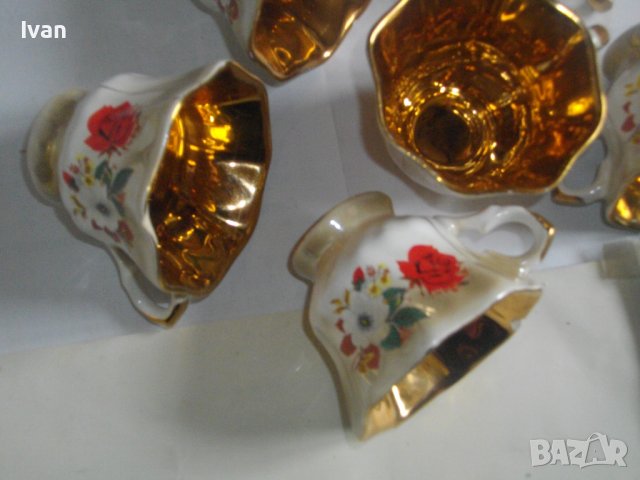 Комплект 6 бр. Позлатени Порцеланови Чаши За кафе-125мл-Старинни-Ръчно Рисувани, снимка 13 - Чаши - 40107238