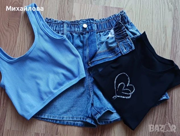 Дънкови къси панталонки с 2 бр. топ, снимка 9 - Къси панталони и бермуди - 51044659