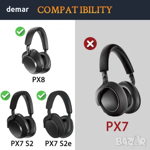 SOULWIT Резервна подложка за глава за слушалки Bowers & Wilkins PX8/PX7 s2/PX7 s2e, черна, снимка 2 - Слушалки и портативни колонки - 49336190