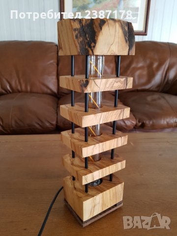 Декоративна лампа от масив (маслина), снимка 3 - Декорация за дома - 32467188