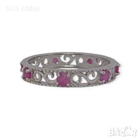 Сребърен Пръстен с Рубин, Сапфир, Изумруд , снимка 4 - Пръстени - 50311199