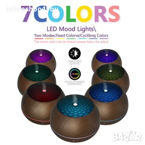 1000ml Арома дифузер и овлажнител тъмно дърво, дистанционно, снимка 2 - Друга електроника - 50303839