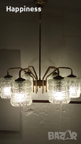 Абажур (полилей) от месинг с 6 Нови LED крушки, снимка 2 - Лампи за таван - 46419851