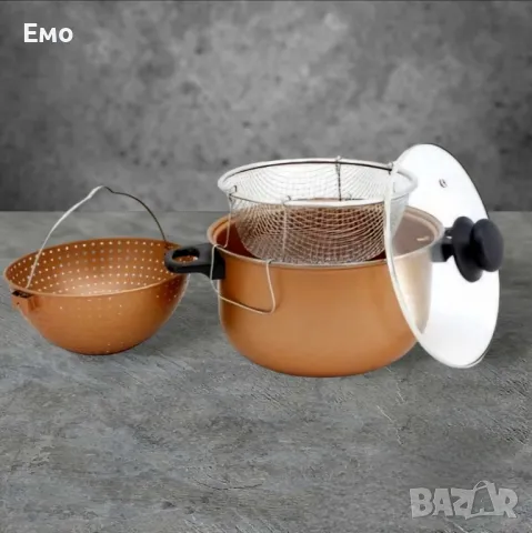 Тенджера с гевгир и кошница за пържене Voltz OV51213C, 24*12.5см., снимка 7 - Съдове за готвене - 47721120