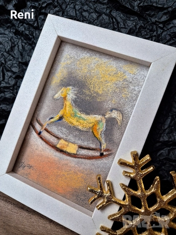 Конче люлка, малка картина пастел, снимка 3 - Картини - 52913991