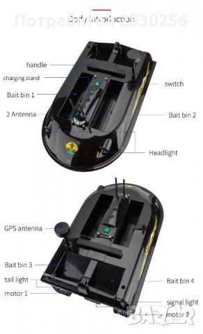 НОВА С гаранция Лодка тримаран до 10кг  захранка GPS 9точков + автопилот, снимка 10 - Стръв и захранки - 28144489
