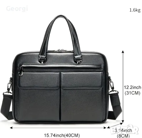 Есенна колекция*/ Луксозно/Елегантна, Премиум Бизнес чанта{куфарче за лаптоп 15} Естествена•кожа!, снимка 16 - Чанти - 49280932