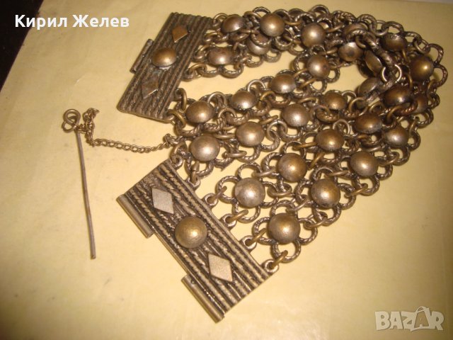 19 ВЕК ПОСРЕБРЕНА БРОНЗОВА ЕТНО ГРИВНА ВЪЗРОЖДЕНСКА ПЛЕТКА МАЙСТОРСКА РАБОТА НАКИТ за НОСИЯ 12373, снимка 15 - Антикварни и старинни предмети - 33216026