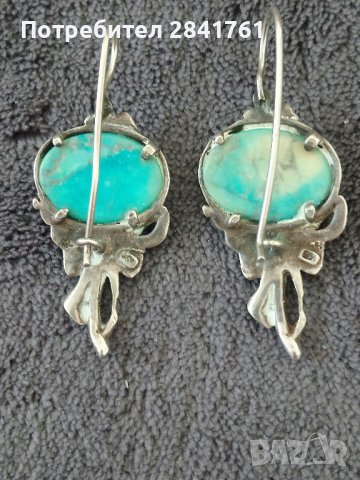 Сребърни обеци с естествени камъни, снимка 3 - Обеци - 44129383