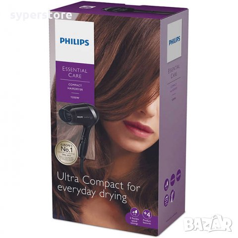 Сешоар Philips Essential Care 1200W BHD001/00 Ръчен Сешоар Compact Hairdryer, снимка 2 - Други - 28024862