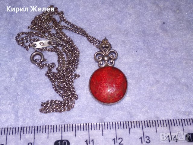 АВТОРСКО СРЕБЪРНО АР ДЕКО КОЛИЕ СРЕБРО 925 Част От КОМПЛЕКТ с ШЛИФОВАН НАТУРАЛЕН ЧЕРВЕН КОРАЛ 34618, снимка 12 - Колиета, медальони, синджири - 39569186