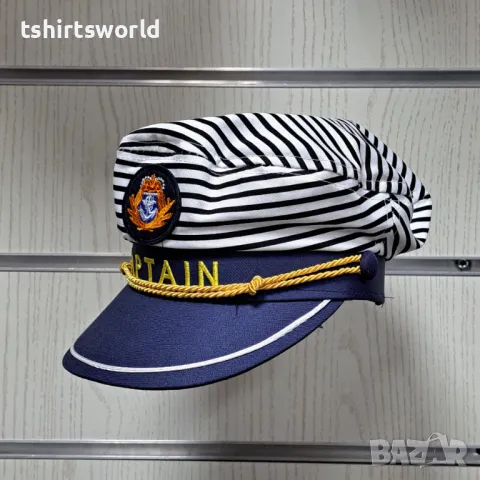 Нова капитанска шапка на райе CAPTAIN с Котва, Унисекс, снимка 2 - Шапки - 47689815