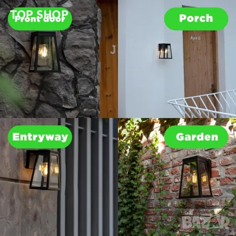 LUTEC Соларна стенна лампа алуминиева с прозрачно стъкло, водоустойчива, вкл. крушка E27, черна, снимка 4 - Соларни лампи - 49546426