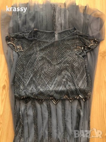 НОВА елегантна дълга дамска рокля от тюл изцяло с камъни LACE&BEADS (Л), снимка 5 - Рокли - 39419025