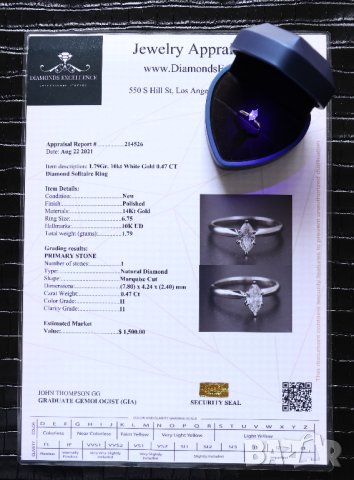 Нов Златен Пръстен с 0.47кт Естествен Диамант, снимка 7 - Пръстени - 43038971