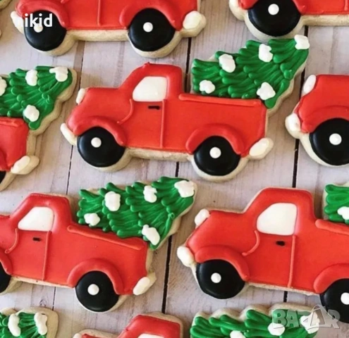 Коледна кола автомобил камион Коледен с елха метална форма резец тесто сладки бисквитки декор, снимка 6 - Форми - 53049545