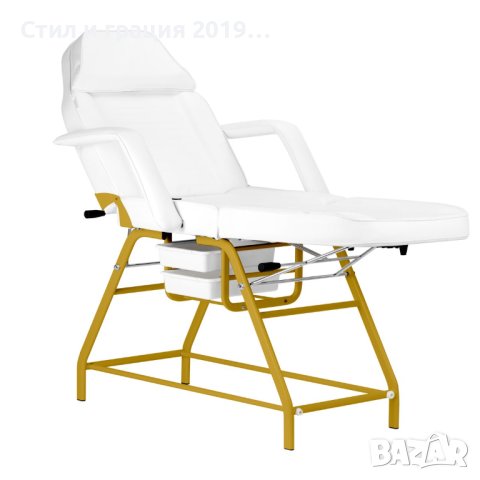 Фиксирана кушетка 557G - бяла/черна с златиста рамка 184 x 60/80 x 76 см, снимка 9 - Кушетки - 43836647