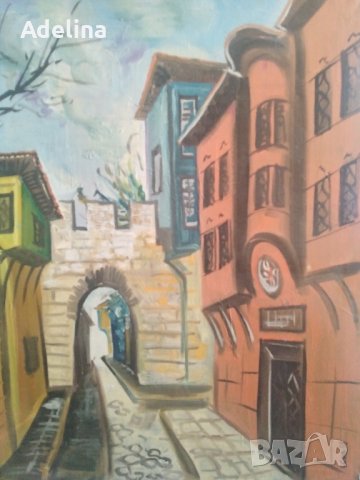 Голяма картина Стария град Пловдив 95см , снимка 2 - Картини - 43339554