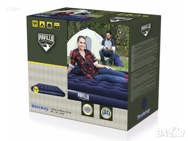 НОВИ! Надуваем матрак легло двоен голям Bestway 203x183x22см, снимка 5 - Надуваеми легла - 47339875