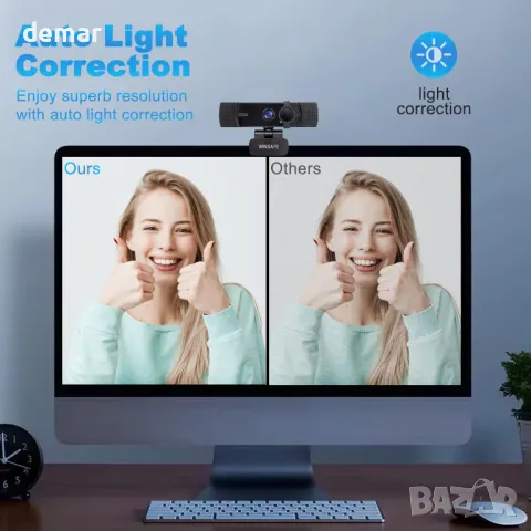 WINSAFE 4K уеб камера за компютър, 4K UHD видео разговори, PDAF автофокус, два микрофона, снимка 6 - Други - 50412378
