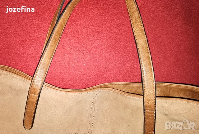 Дамска кожена чанта от естествен набук, снимка 4 - Чанти - 43300045