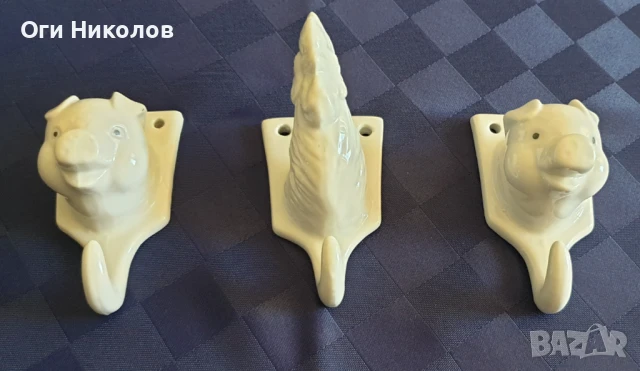 Порцеланови старинни закачалки - 3 броя.Без забележки,неупотребявани, снимка 2 - Прибори за хранене, готвене и сервиране - 50593287