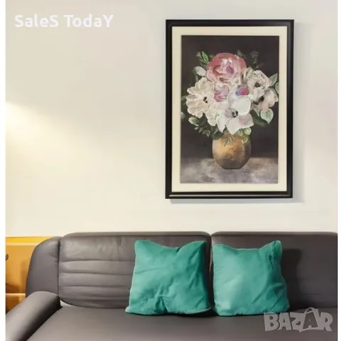 Картина с бои в рамка, Ваза с цветя, 50х70 см 