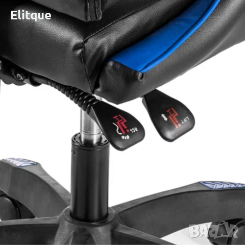 Геймърски стол с поставка за крака - подходящ за деца и тинейджъри- черно-син, снимка 12 - Друга електроника - 53242839