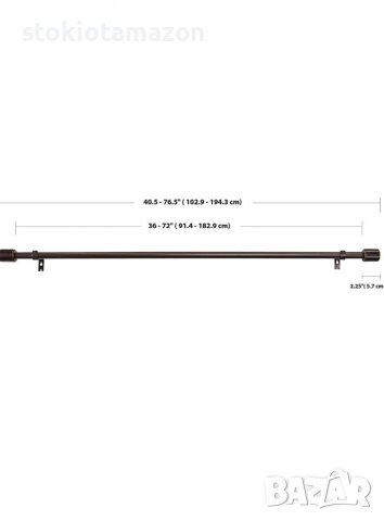 корниз за стена Amazon Basics с накрайници на капачката - 36 до 72 инча, тъмен бронз, снимка 2 - Пердета и завеси - 38159231