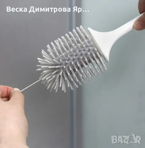Тоалетна силиконова четка с двойна поставка в бяло и сиво, снимка 5 - Други стоки за дома - 49843518