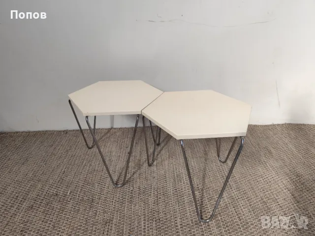 Чифт винтидж  масички за кафе, снимка 10 - Маси - 47441788