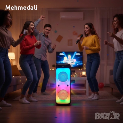 🎤 Караоке тонколона 40W с Bluetooth, микрофон и дистанционно управление, снимка 4 - Караоке - 53159093