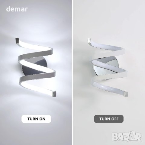 Спирална стенна лампа Lumiup, 6500K LED, сребърна, снимка 7 - Лед осветление - 43441160