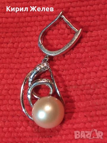 МАРКОВА СРЕБЪРНА ПЕРЛЕНА ОБЕЦА СРЕБРО S 925 с БЯЛА ПОЗЛАТА и ГОЛЯМА ЕСТЕСТВЕНА БЯЛА ПЕРЛА 26464