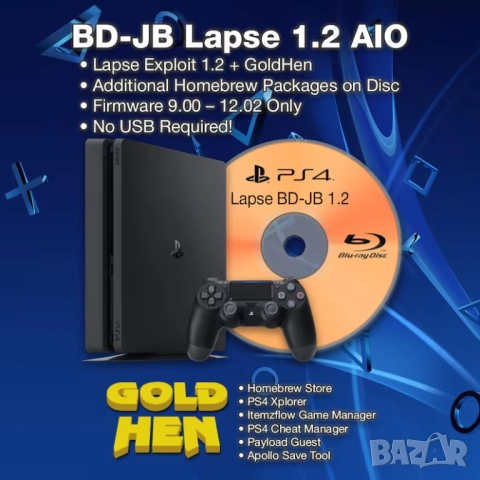 Playstation 4  PS4 firmware 12.52 GoldHen Jailbreak blu-ray disc!, снимка 6 - Игри за PlayStation - 51585446
